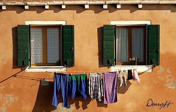 Orange Building with Laundry